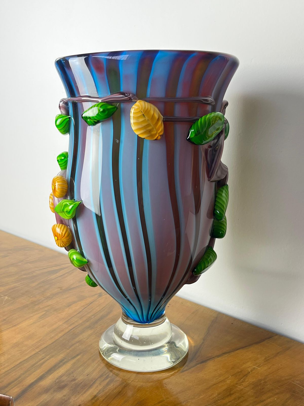 Large Maestri Muranesi Mid Century Polychrome Murano Submerged Glass Vase, 1950s photo vinterior