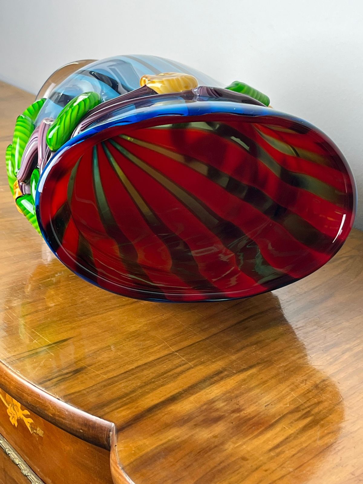 3330.0 Large Maestri Muranesi Mid Century Polychrome Murano Submerged Glass Vase, 1950s photo