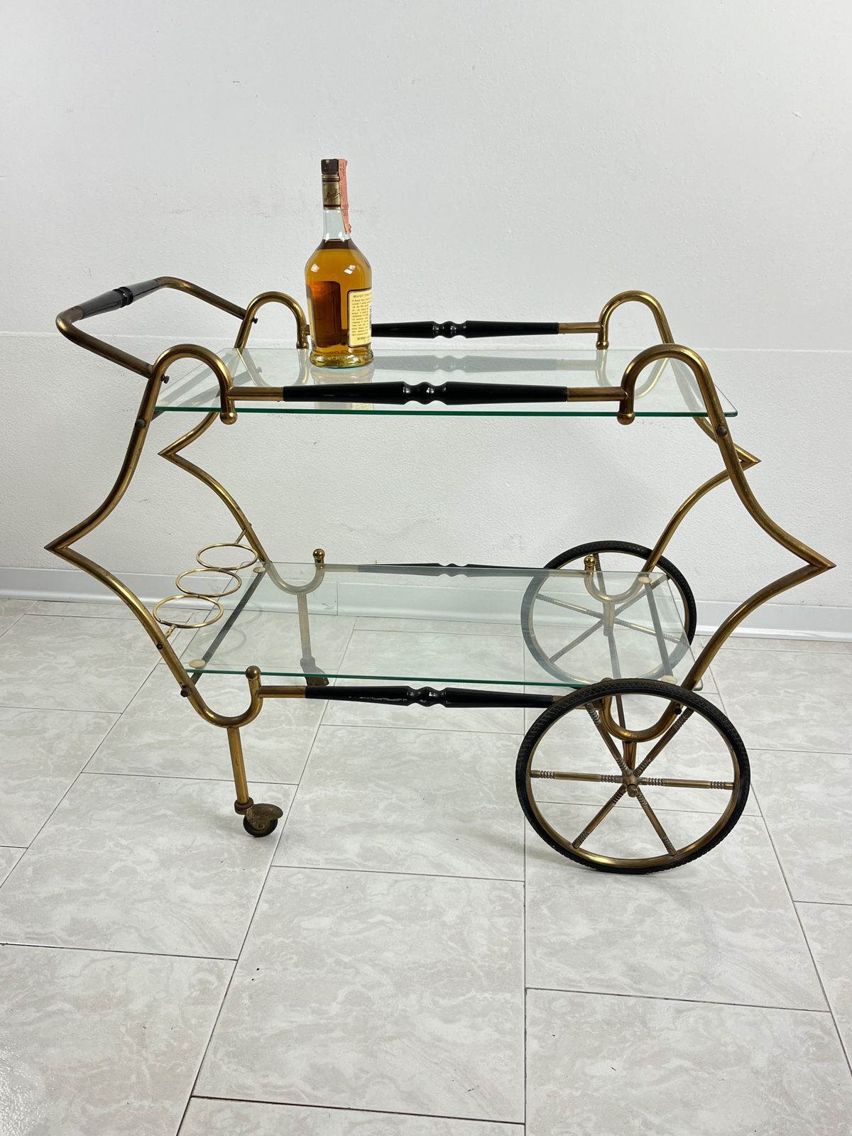 Mid Century Brass Bar Cart Attributed To Aldo Tura 1950s photo buy