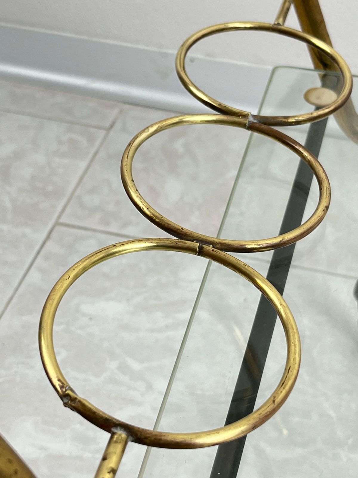 Mid Century Brass Bar Cart Attributed To Aldo Tura 1950s photo vintage