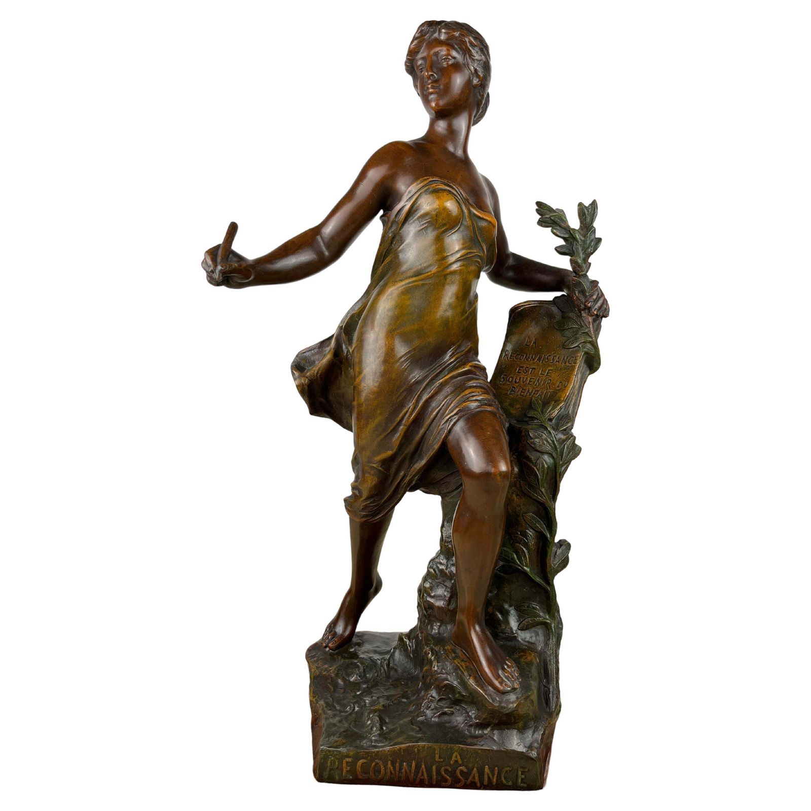 Eugene Marioton '1857 1933', La Reconoissance, Spelter Statue, France, 1930s