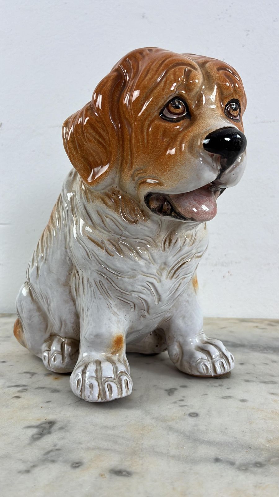 Mid Century Glazed Ceramic Puppy Dog, Made In Italy 1960s photo for sale