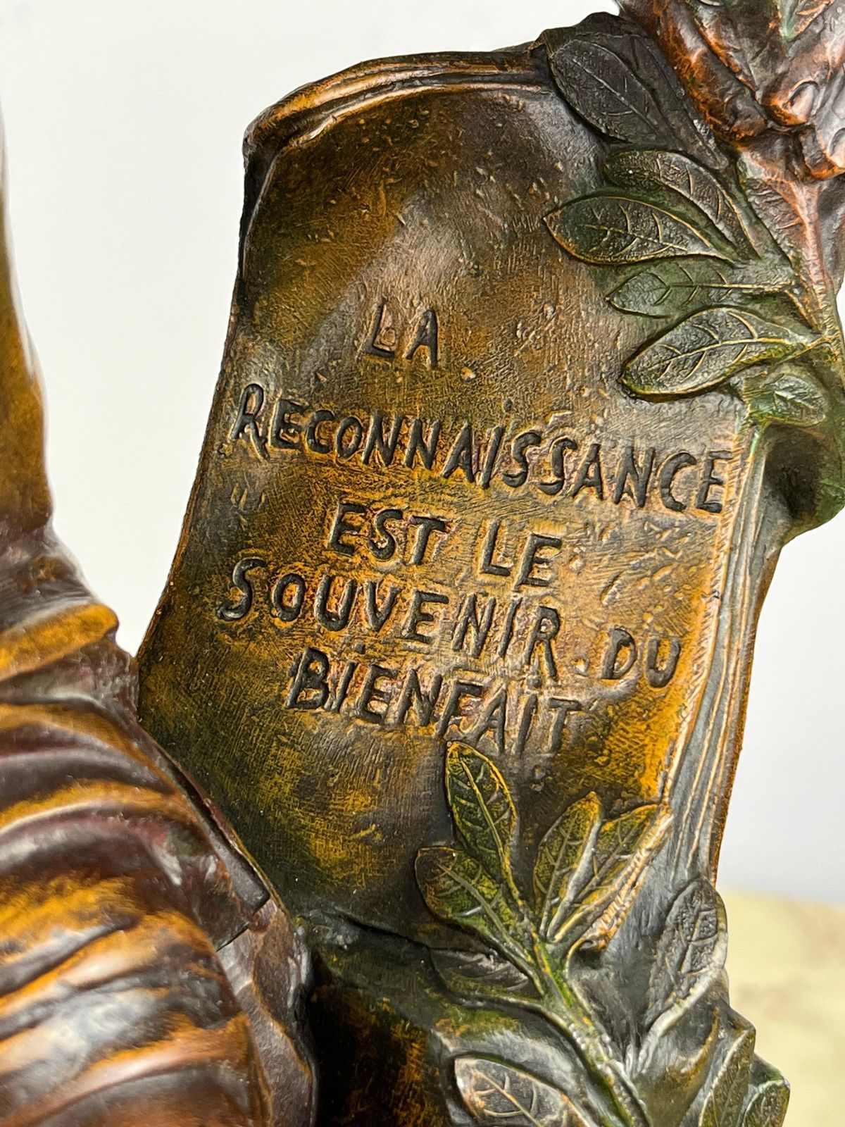 photo furniture Eugene Marioton '1857 1933', La Reconoissance, Spelter Statue, France, 1930s