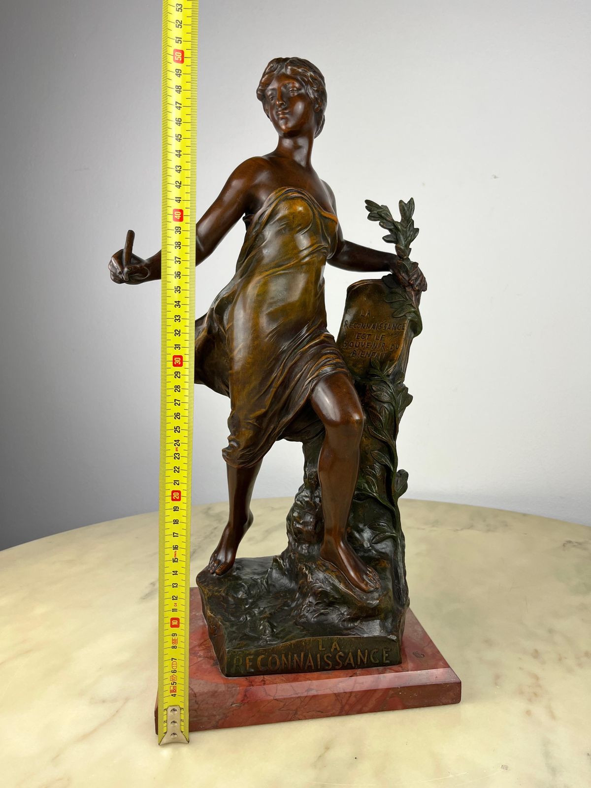 Art Eugene Marioton '1857 1933', La Reconoissance, Spelter Statue, France, 1930s photo