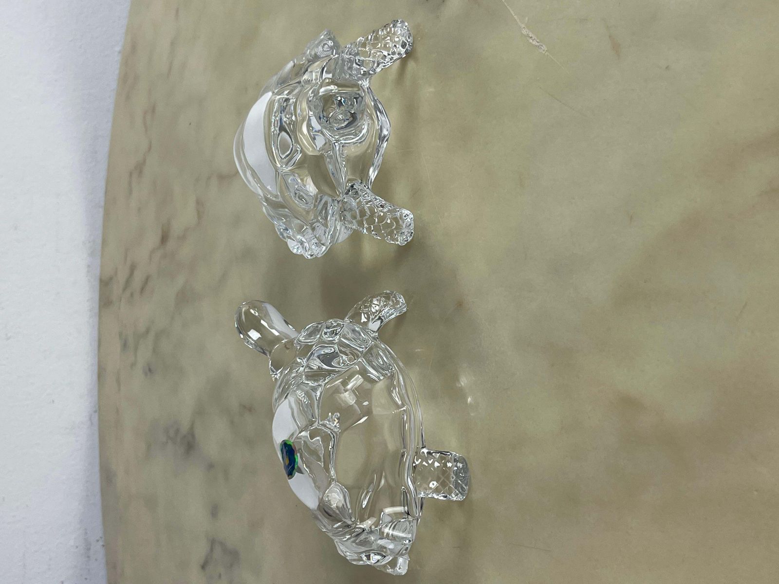 Set Of 2 Large Crystal Turtles Royal Art Handmade 1980s photo vinterior