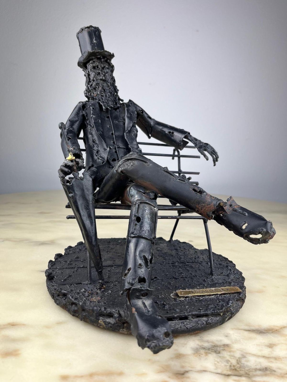 Large Iron Brutalist Sculpture By The Artist Janlorè G. K. K. 1970s photo furniture