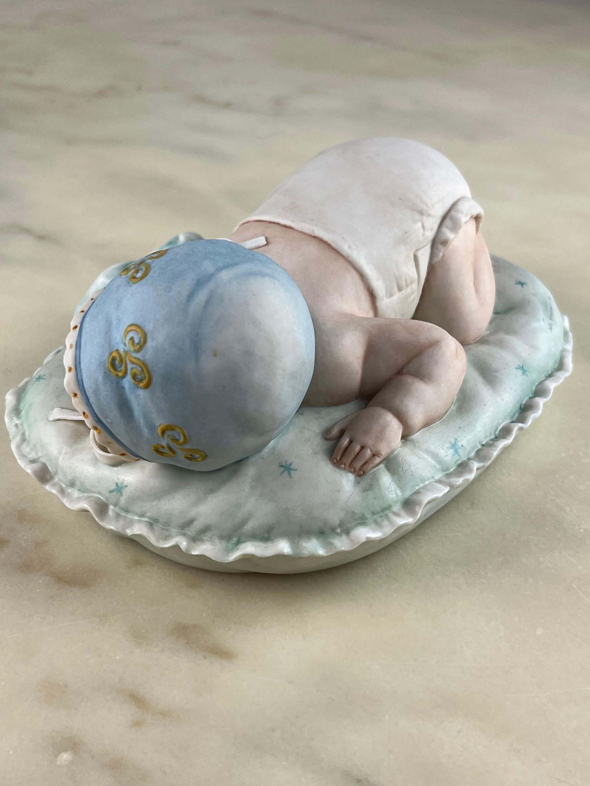 Set Of 2 Capodimonte Principe Porcelain "Sleeping Children" Made In Italy 1980 photo vintage