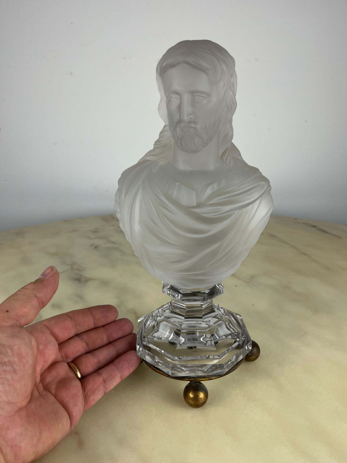 photo for sale Baccarat Bust "Jesus Christ" Moulded Glass France 1980s