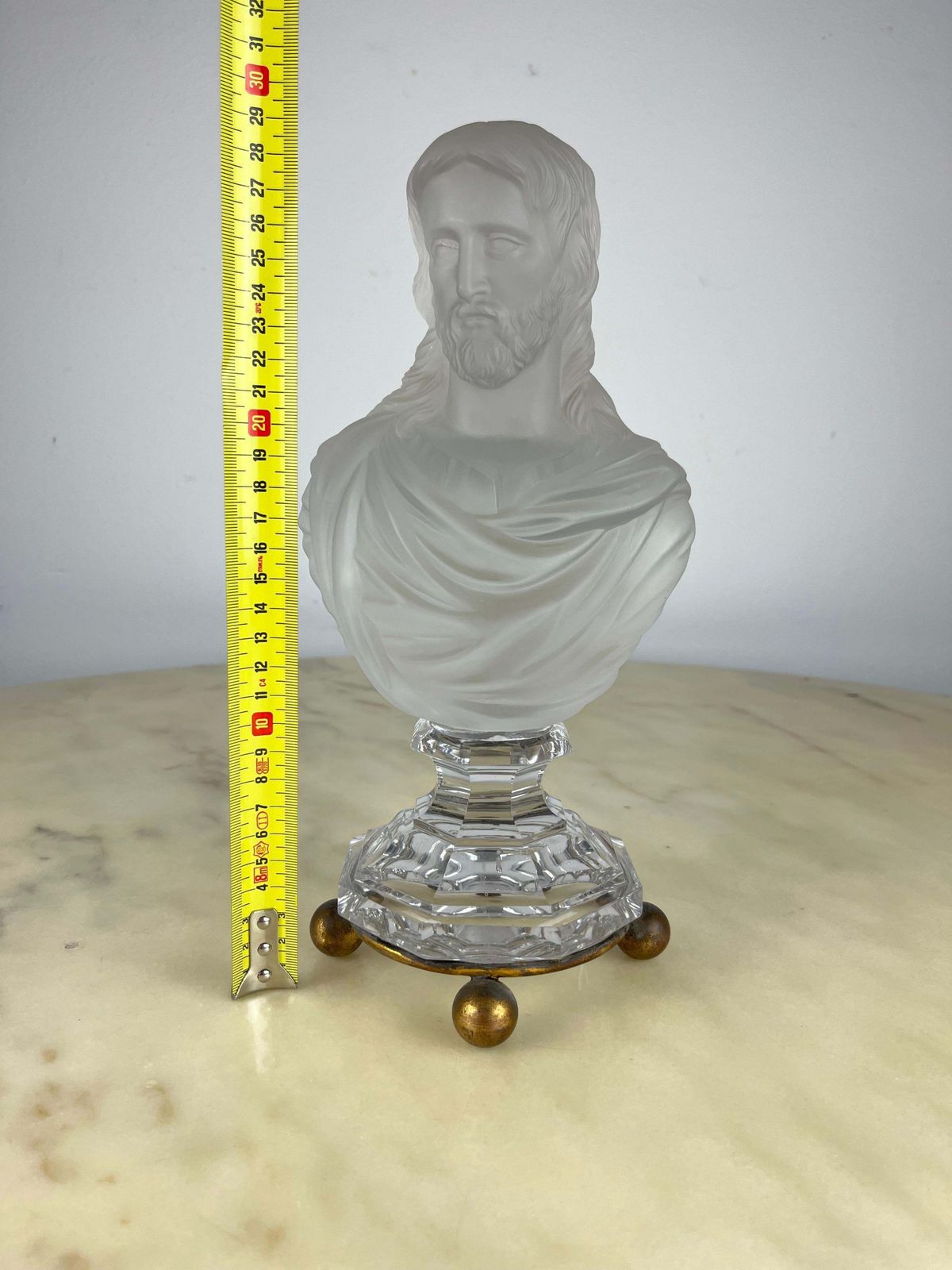 Art Baccarat Bust "Jesus Christ" Moulded Glass France 1980s photo