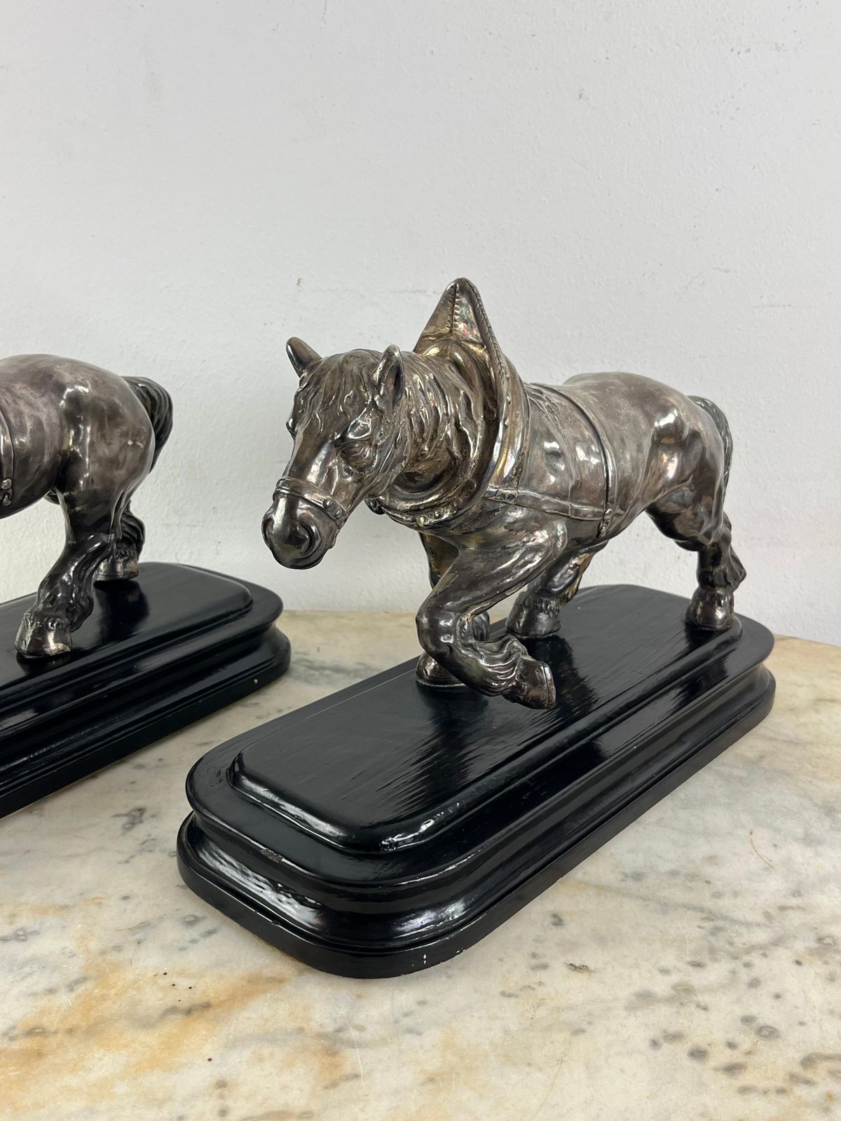 1511.0 Set Of 2 Mid Century Silvered Bronze Horses, Attributed To Jean Joire, 1930s photo