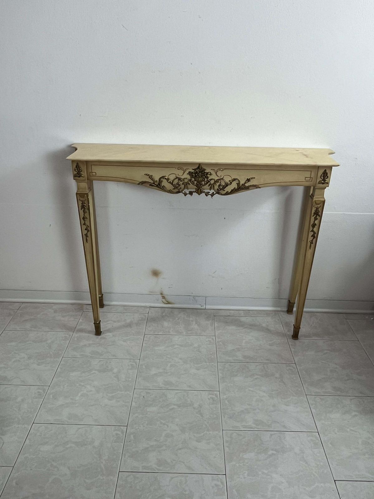 photo for sale Italian Neoclassical Console In Lacquered Wood With Marble Top, 1930s