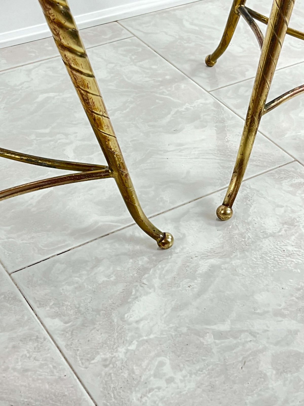 Set Of 2 Mid Century Brass Stools Attributed To Paolo Buffa 1950s photo 1622.0