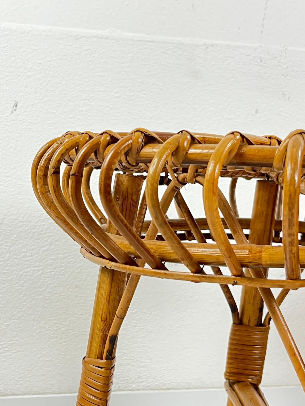 Set Of 2 Mid Century Bamboo Stools Attributed To Franco Albini, 1960s photo vintage