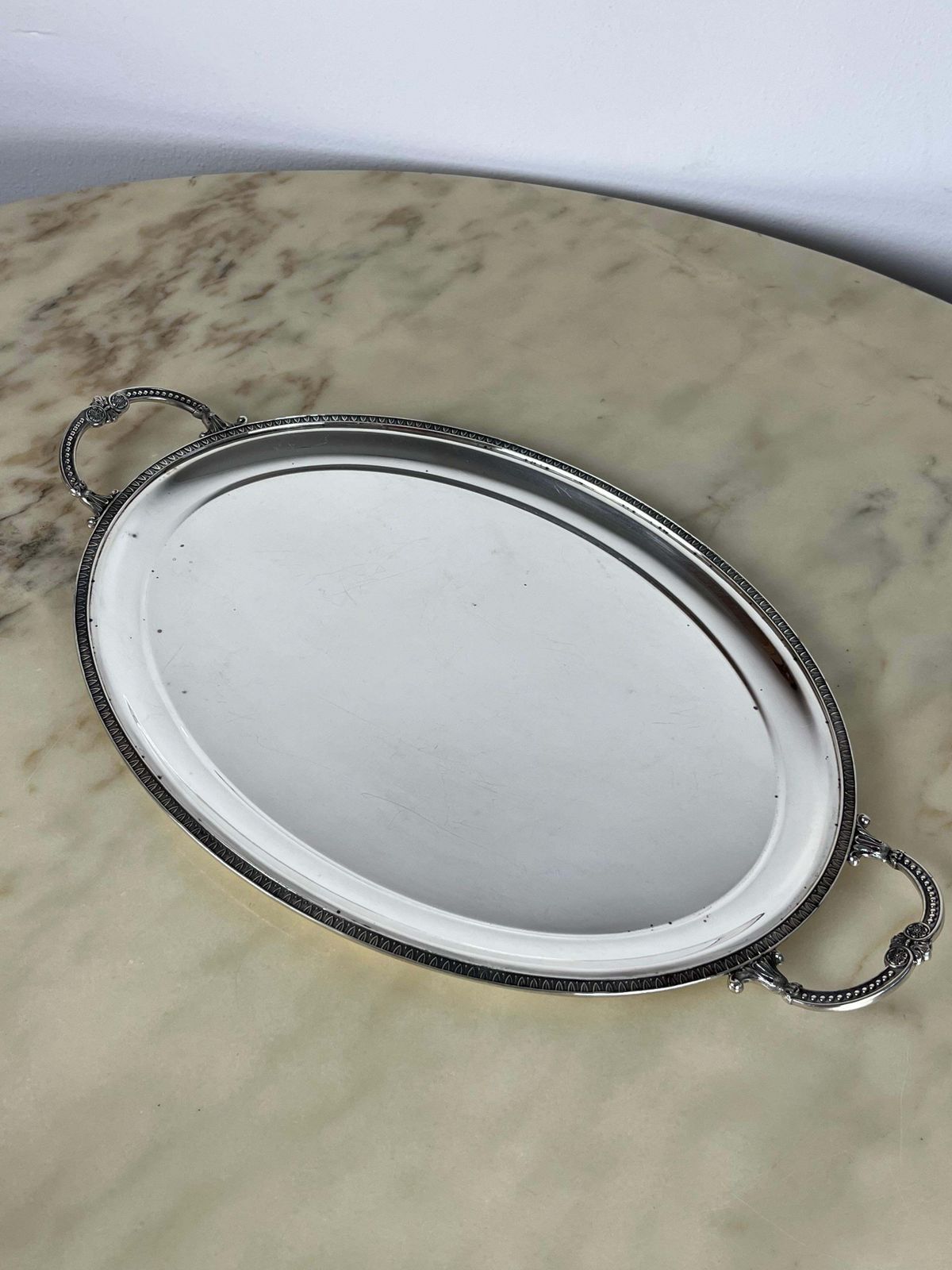 4 Piece Tea And Coffee Service Plus Tray, Empire Style, 800 Silver, Italy, 1980 photo vintage