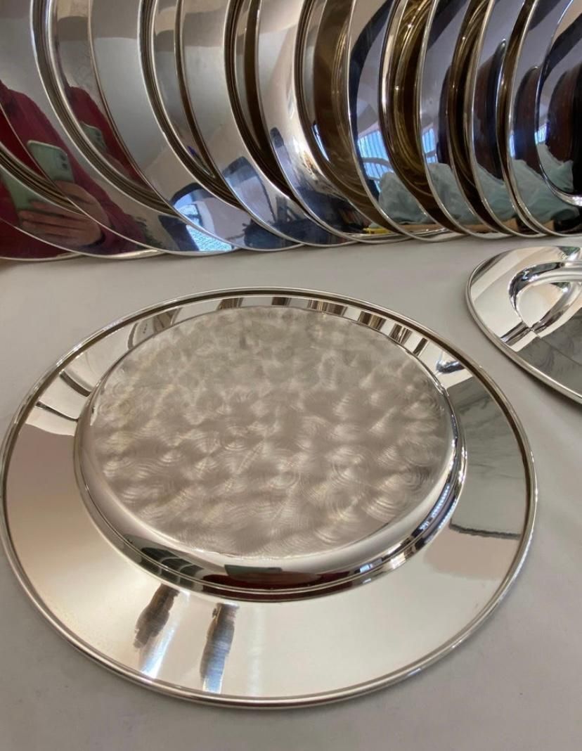 Twelve 800 Silver Underplates, Italy, 1980s photo Home Decor