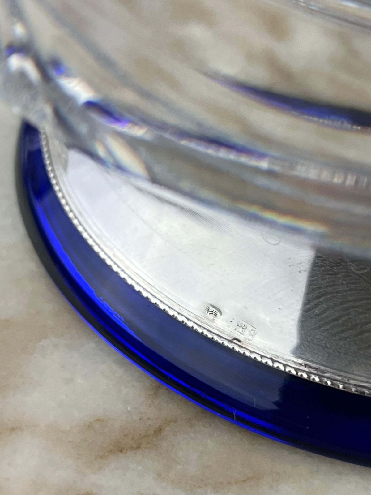 Pair Of Bohemian Crystal And Sterling Silver Ashtrays, 1980s photo vinterior