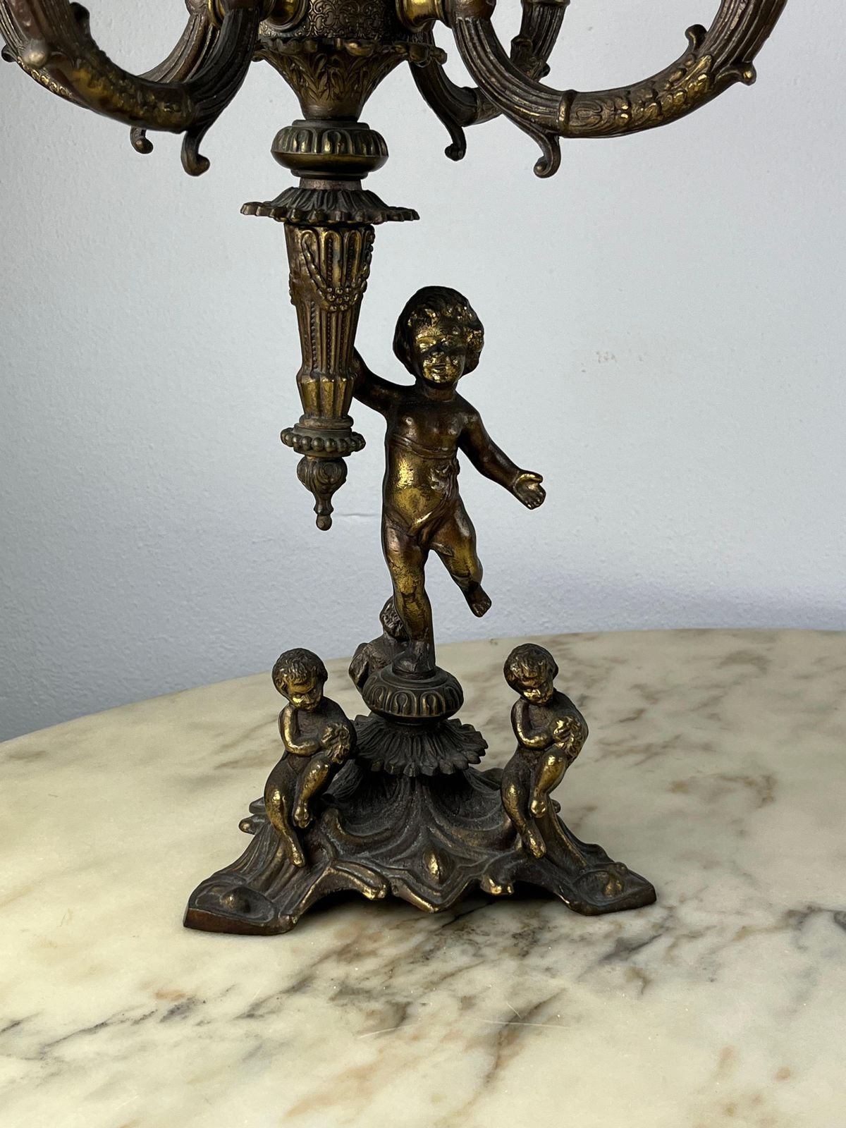 Pair Of 5 Flame Bronze Candelabra, Italy, 1960s photo Home Decor