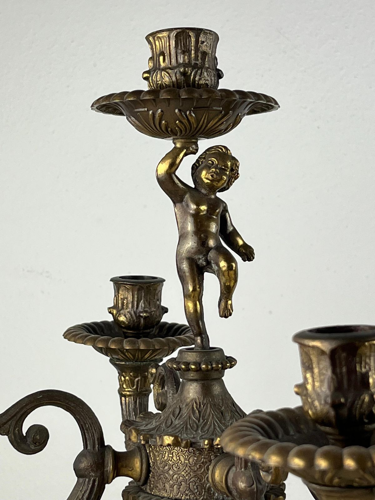 Pair Of 5 Flame Bronze Candelabra, Italy, 1960s photo buy