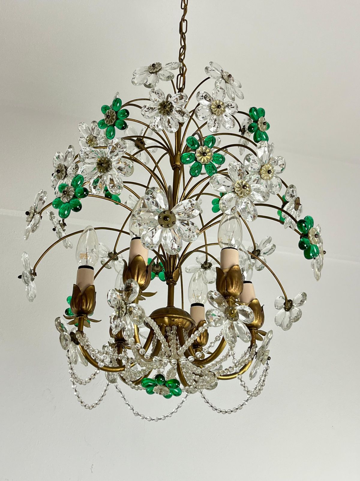 Mid Century Chandelier With Colored  Flowers In Murano Glass, 1960s photo furniture