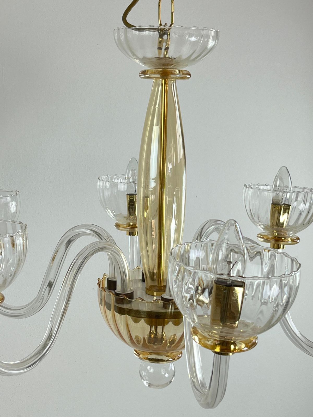6 Light Handmade Murano Glass Chandelier "Maestri Muranesi" 1980s photo Lighting
