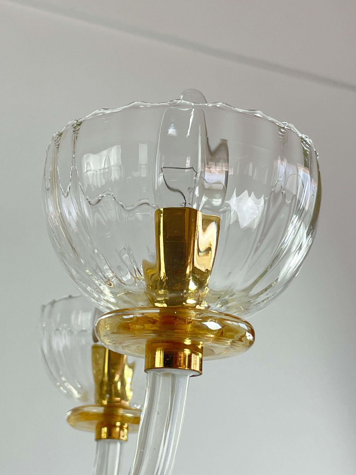 Lighting 6 Light Handmade Murano Glass Chandelier "Maestri Muranesi" 1980s photo