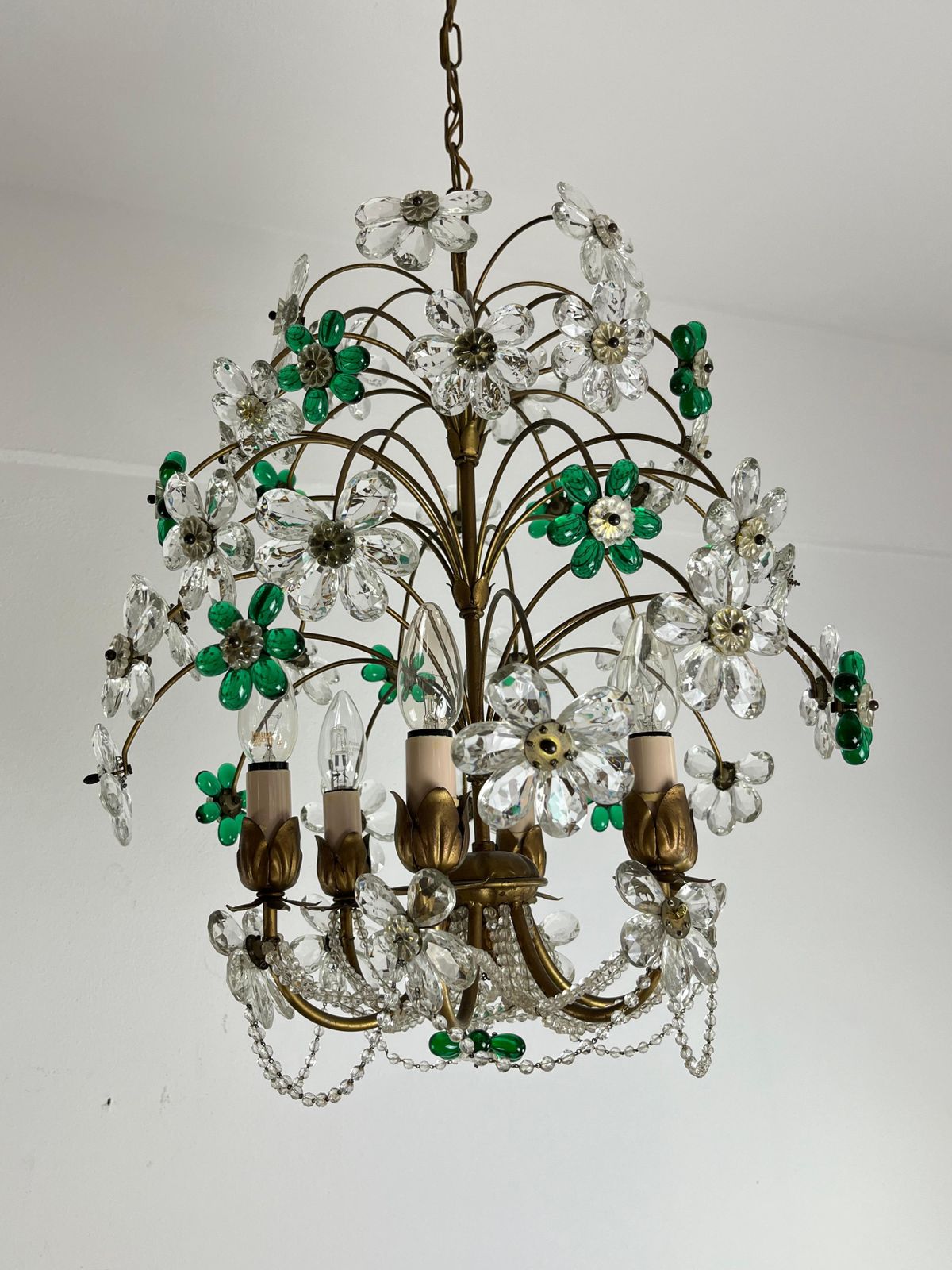 Mid Century Chandelier With Colored  Flowers In Murano Glass, 1960s photo buy