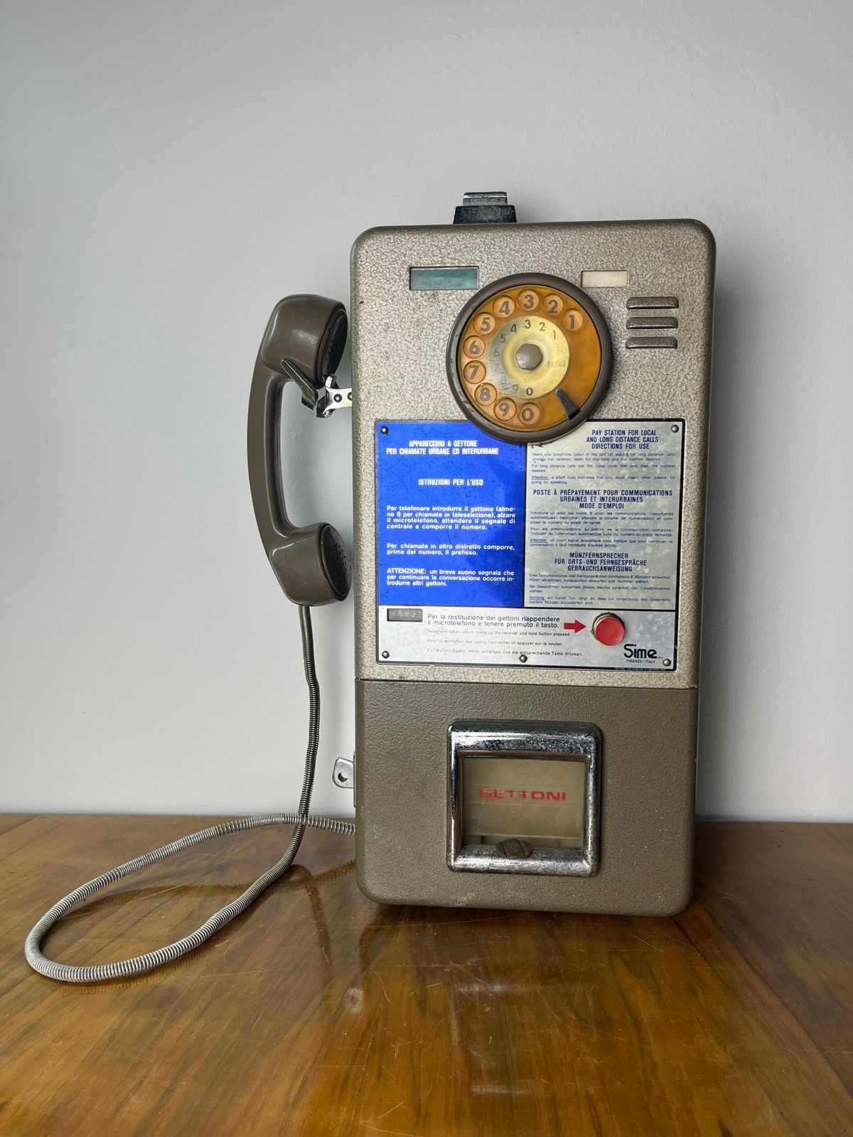 Italian Public Coin Operated Telephone Sip "Rotor" Model, 1970s photo vintage