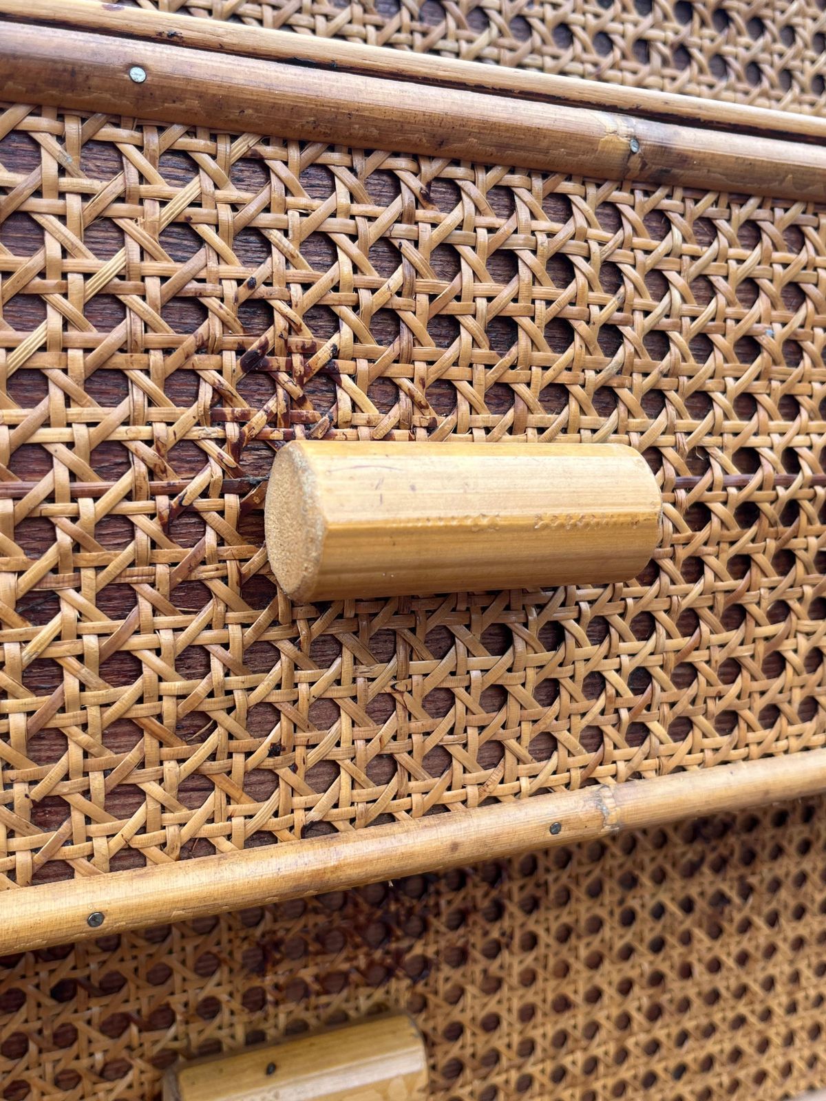 photo for sale Mid Century Italian 10 Drawer Rattan And Bamboo Chest Of Drawers, 1960s