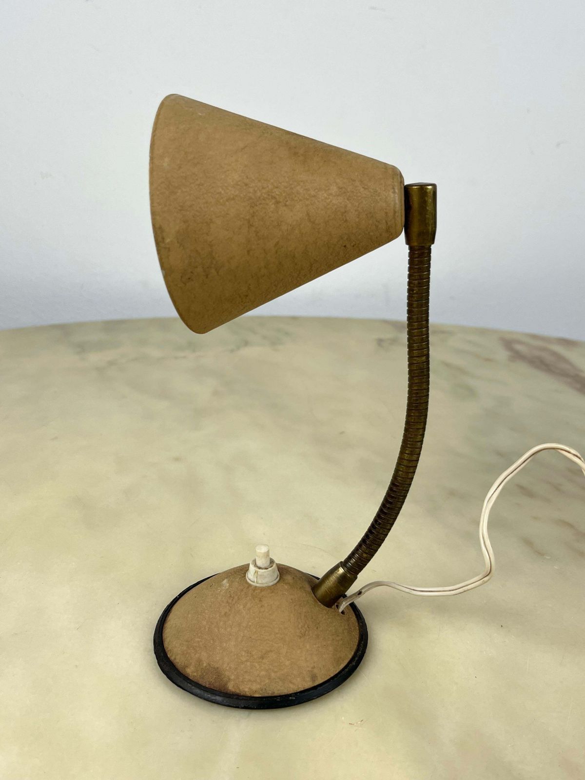 Table Lamp In Lacquered Metal And Brass, Italy, 1950s photo for sale