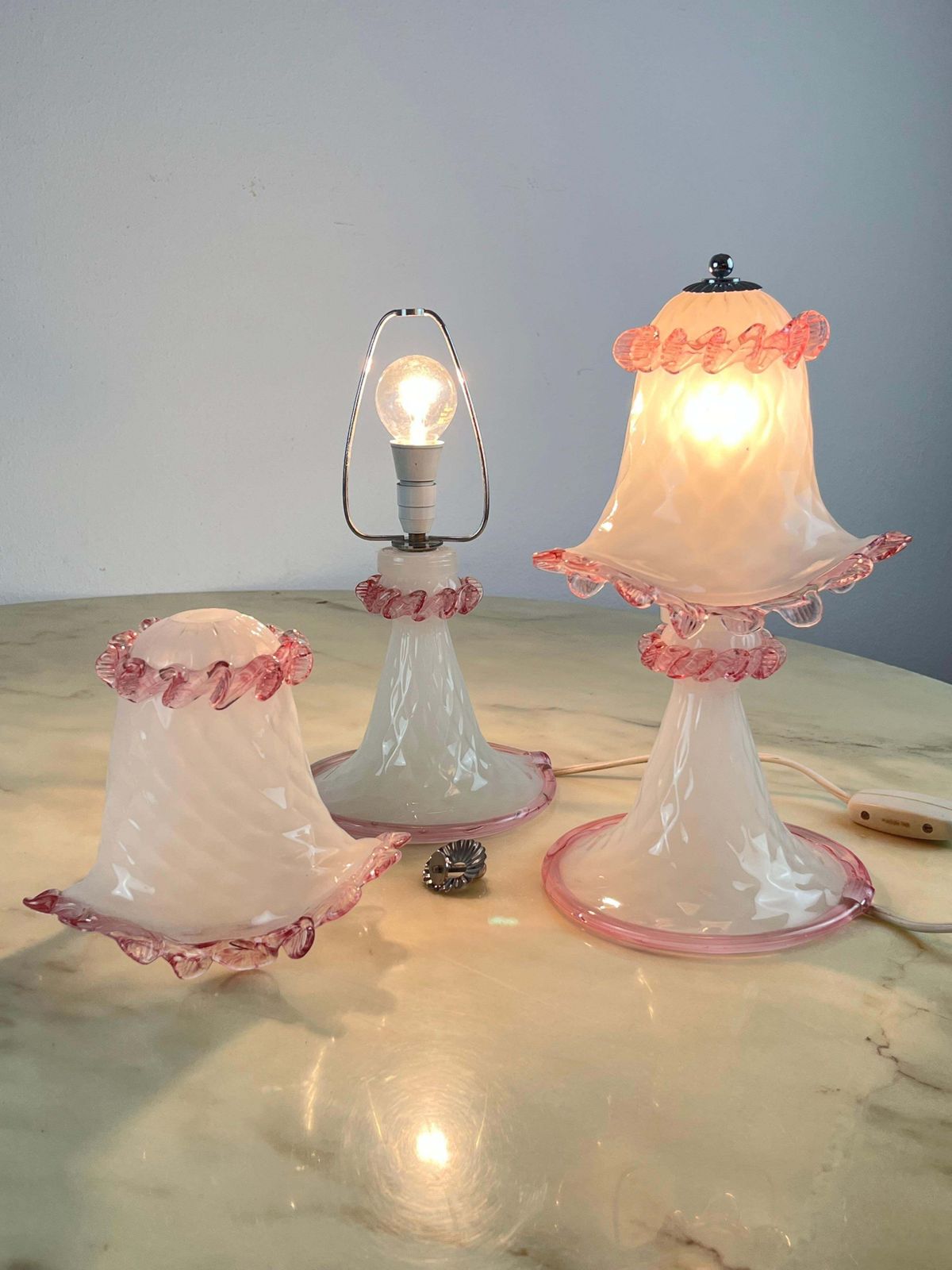 Pair Of Murano Glass Bedside Lamps, Italy, 1980s photo 555.0