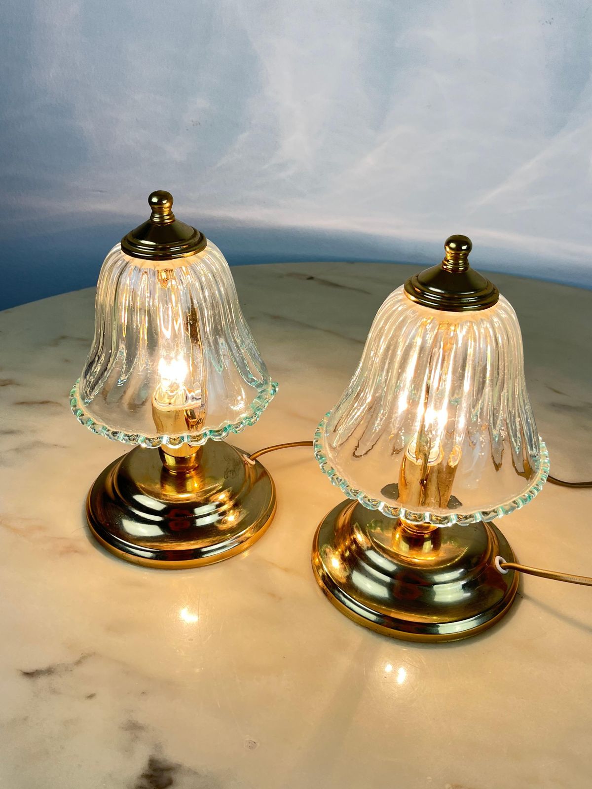 Pair Of Murano Glass Bedside Lamps, Italy, 1980s photo Lighting