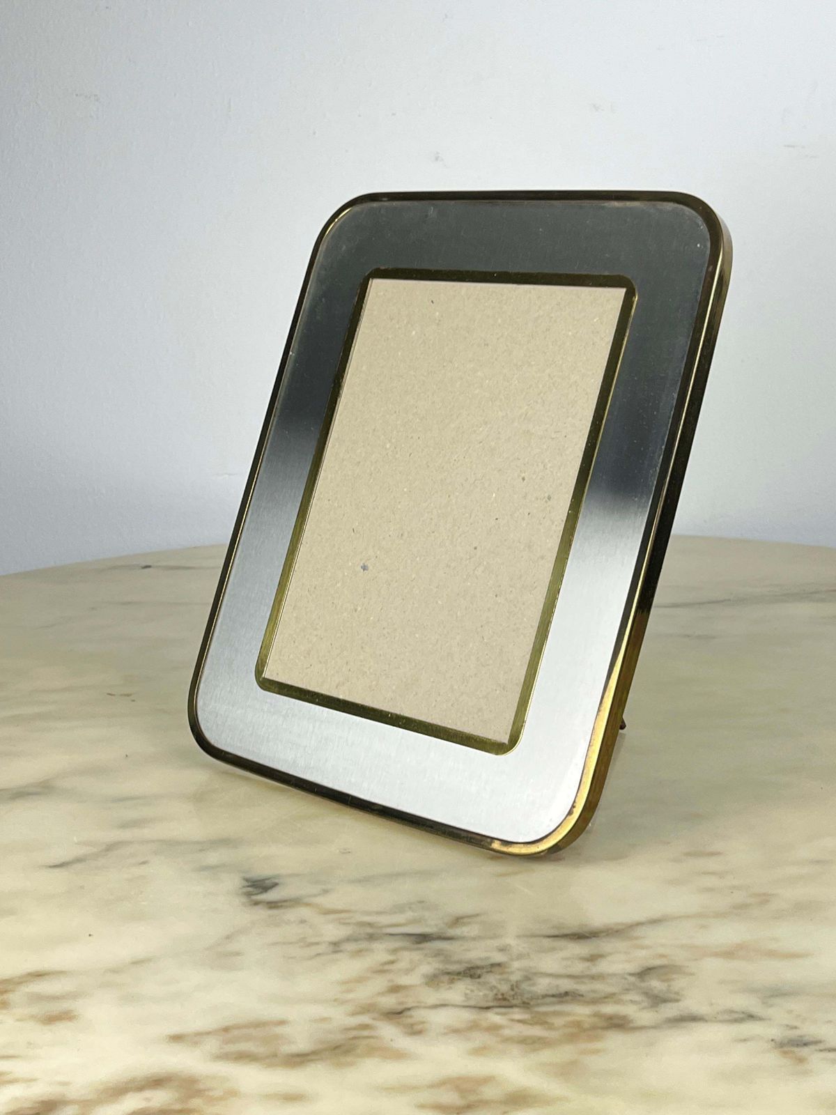 Large Aluminum And Brass Photo Frame, Italy, 1970s photo furniture