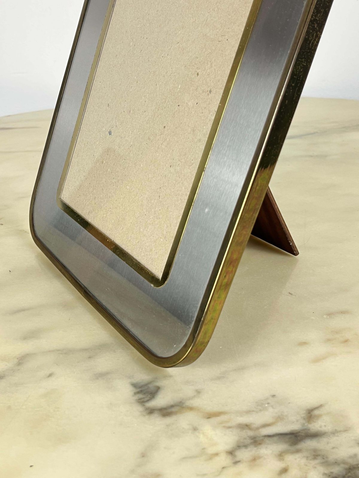 Large Aluminum And Brass Photo Frame, Italy, 1970s photo Home Decor