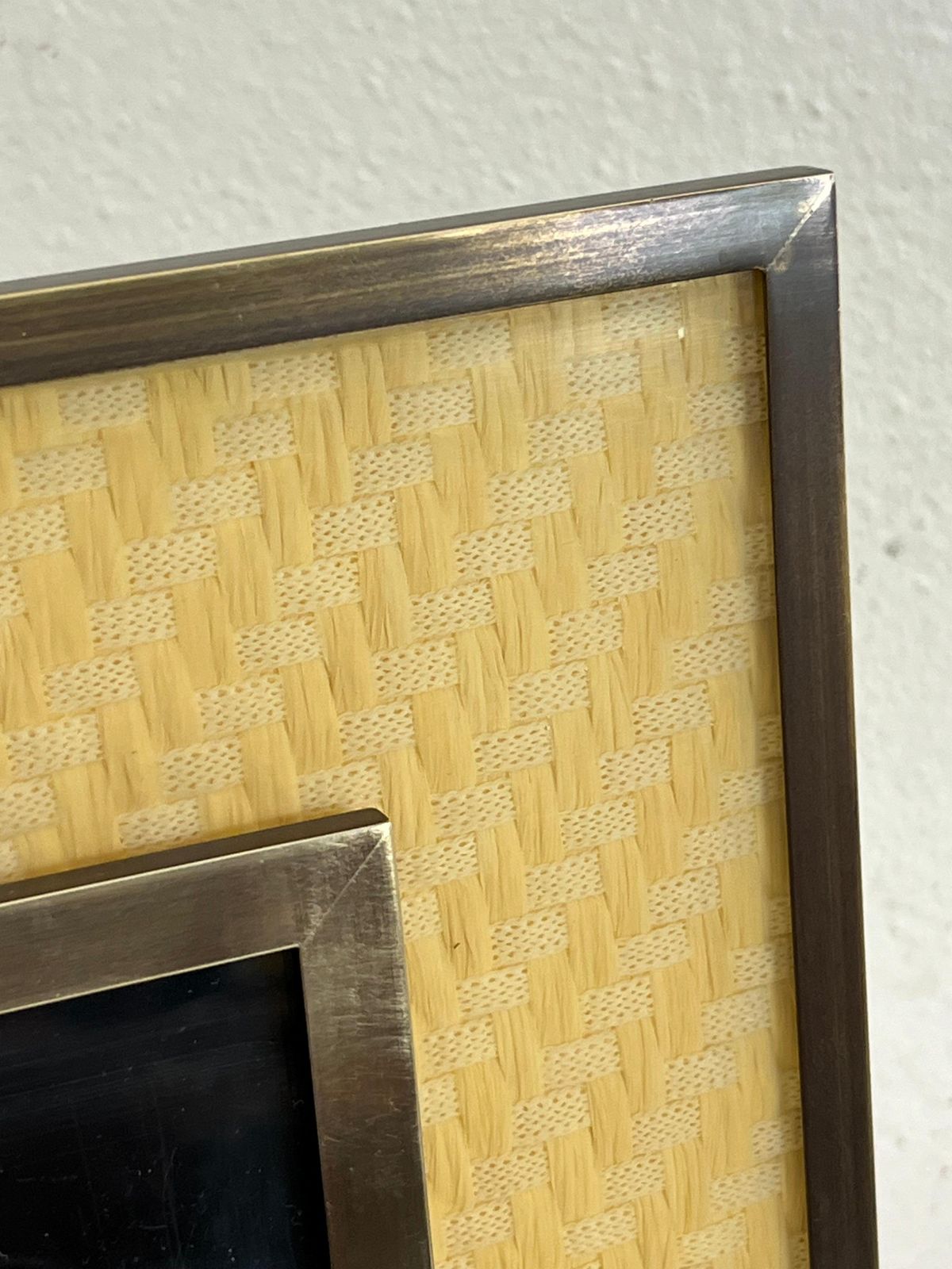 photo vinterior Large Mid Century Italian Rattan And Brass Photo Holder, 1960s