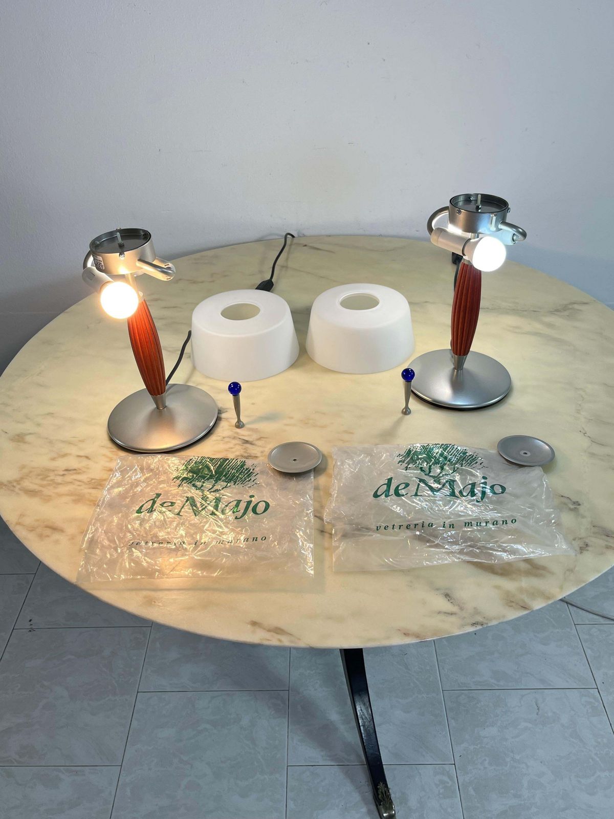 Set Of 2 De Majo Murano Glass Table Lamps, 1980s photo vinterior