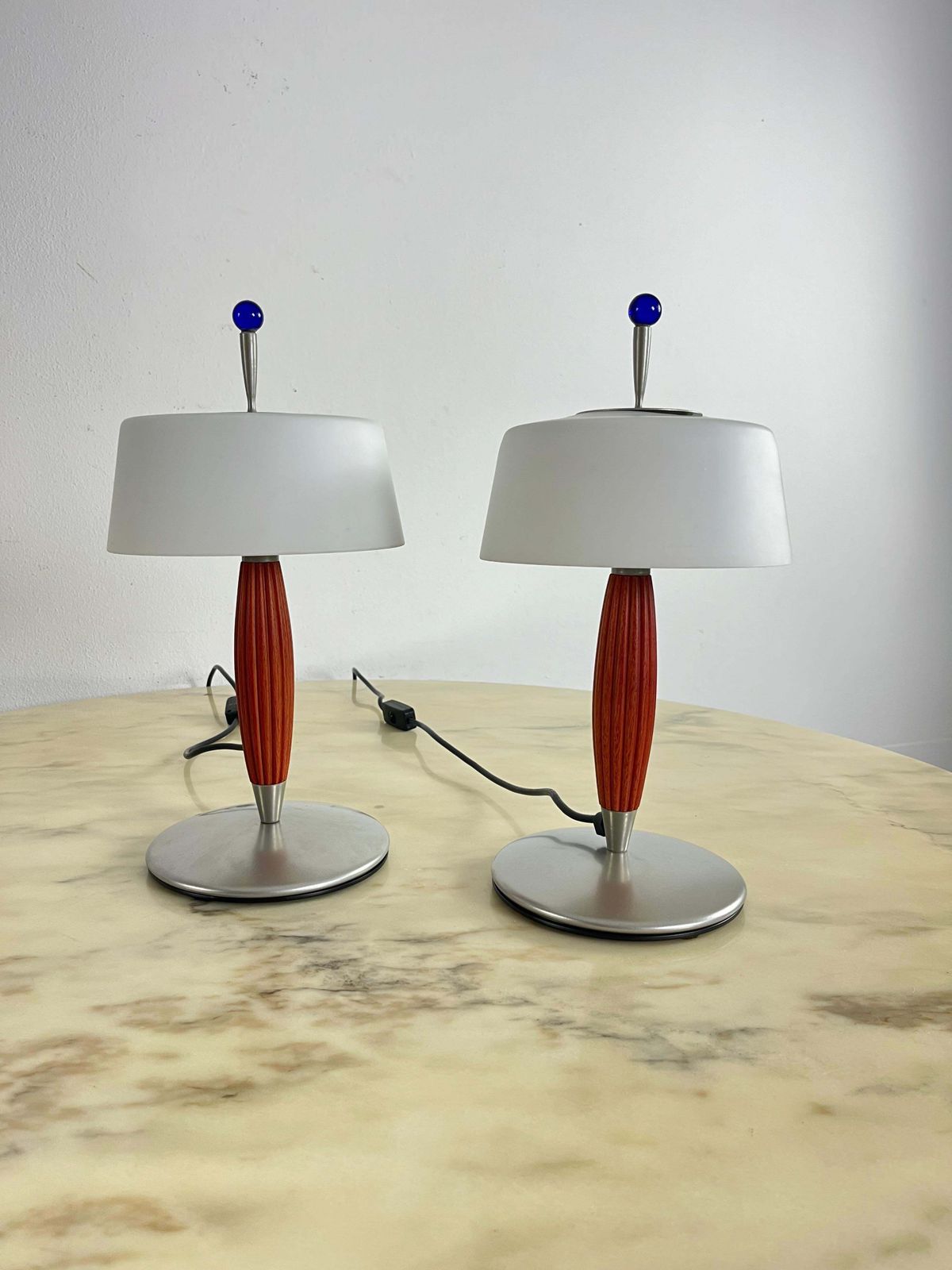 Set Of 2 De Majo Murano Glass Table Lamps, 1980s photo vintage