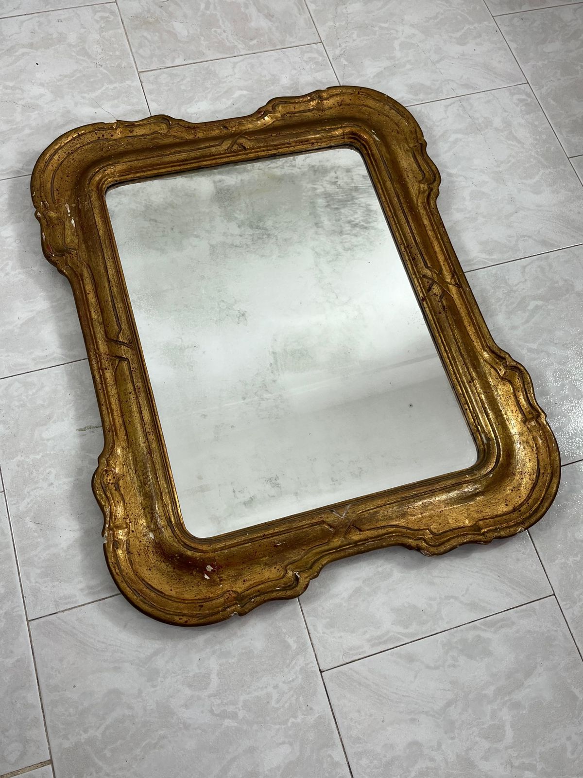 Mid Century French Wall Mirror In Gilt Wood Frame, 1930s photo for sale