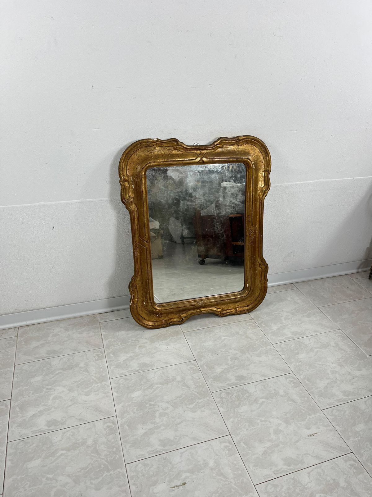 photo for sale Mid Century French Wall Mirror In Gilt Wood Frame, 1930s