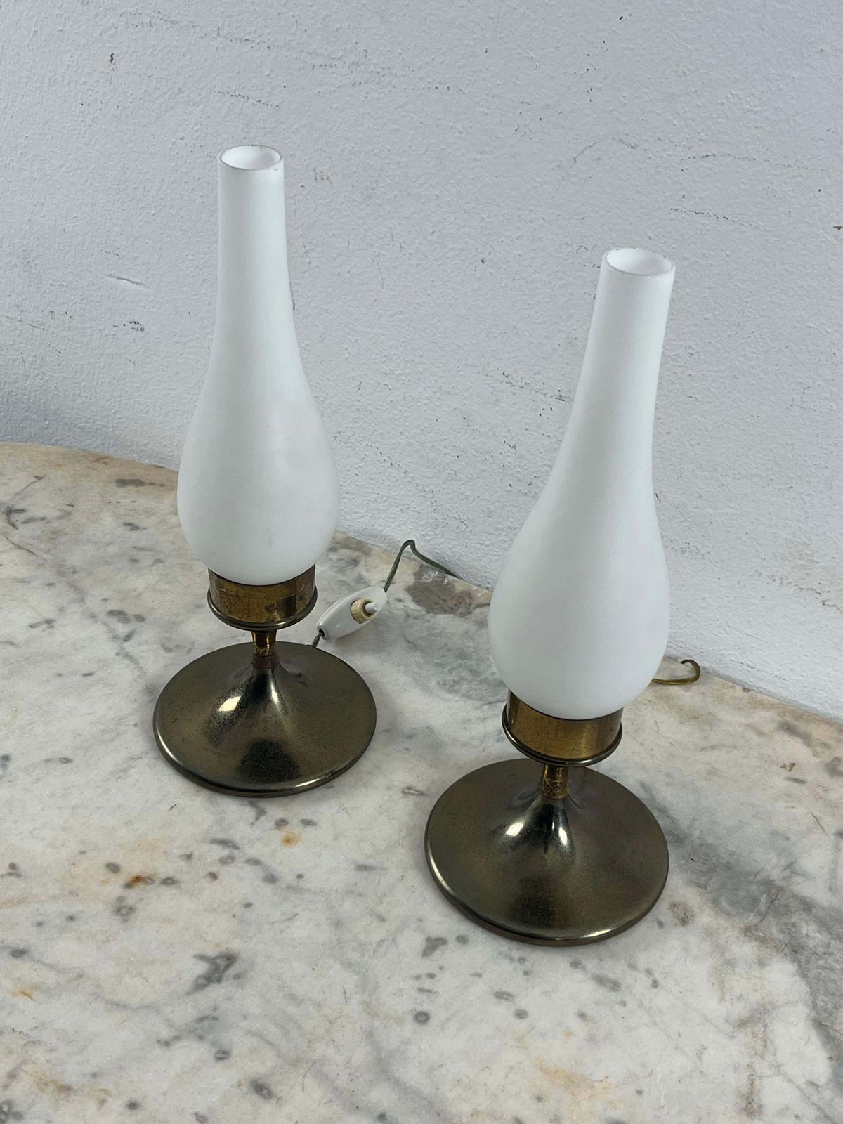 Set Of 2 Mid Century Table Lamps Attributed To Stilnovo, 1950s photo for sale