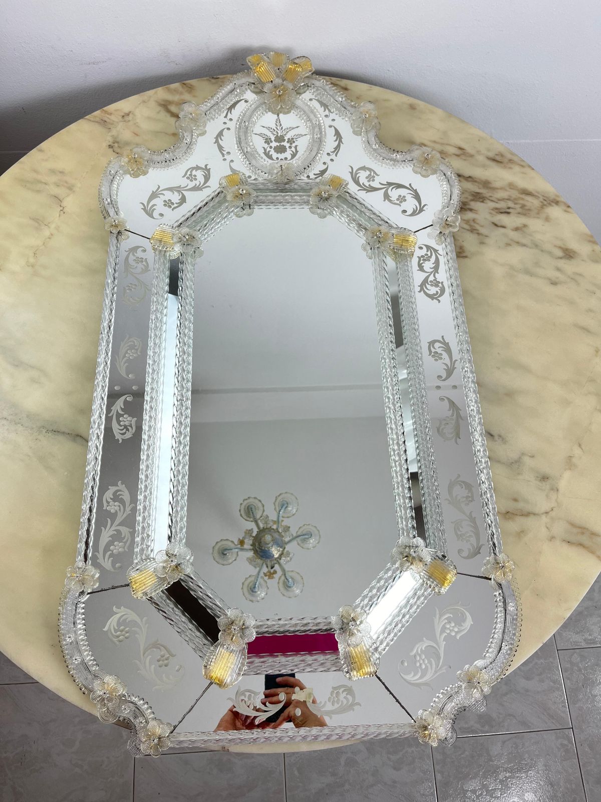 Mid Century Venetian Murano Glass Mirror Attributed To Ercole Barovier 1960s photo for sale