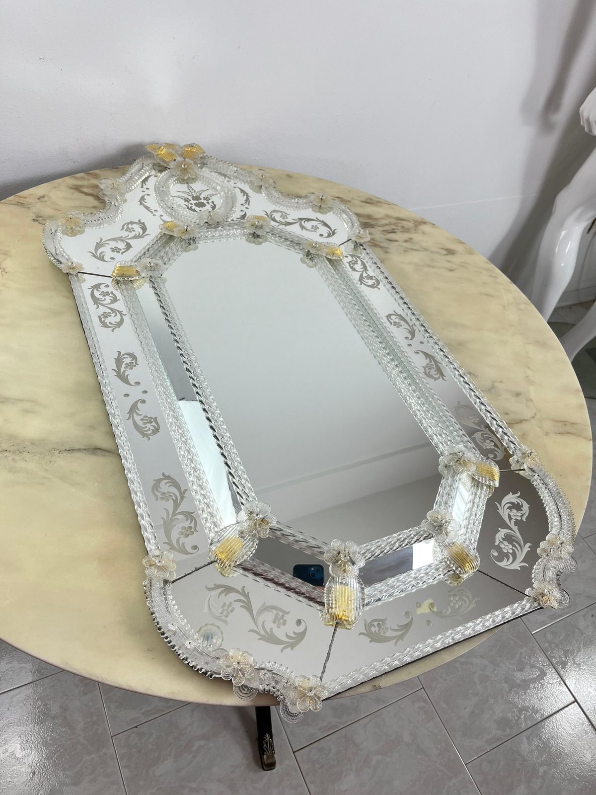 Mid Century Venetian Murano Glass Mirror Attributed To Ercole Barovier 1960s photo Home Decor