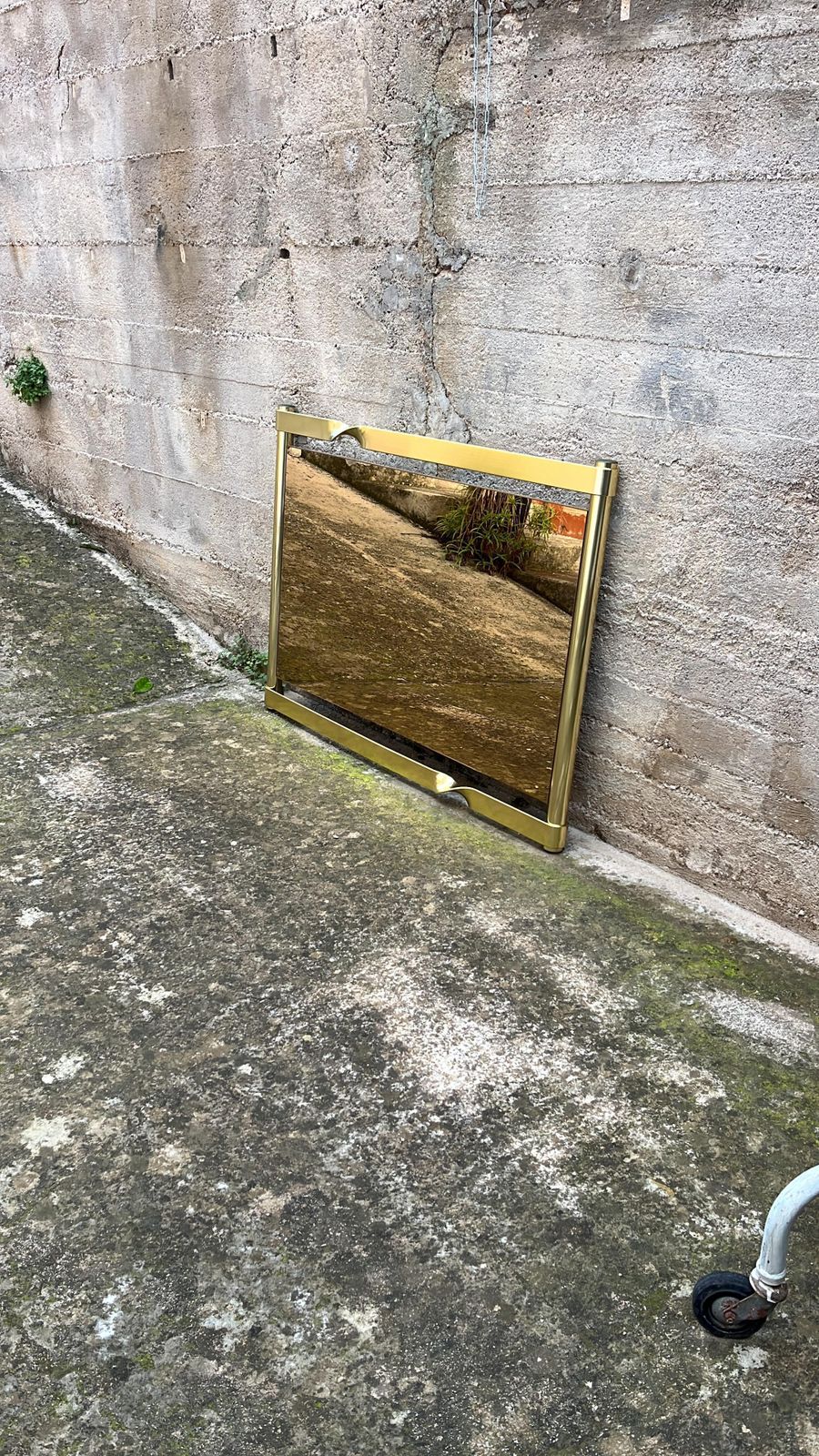 Large Brass Wall Mirror By Luciano Frigerio, Italian Design 1970s photo buy