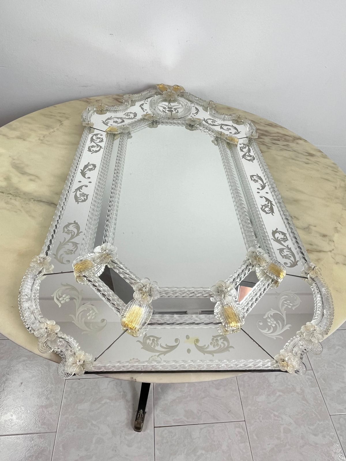 photo for sale Mid Century Venetian Murano Glass Mirror Attributed To Ercole Barovier 1960s