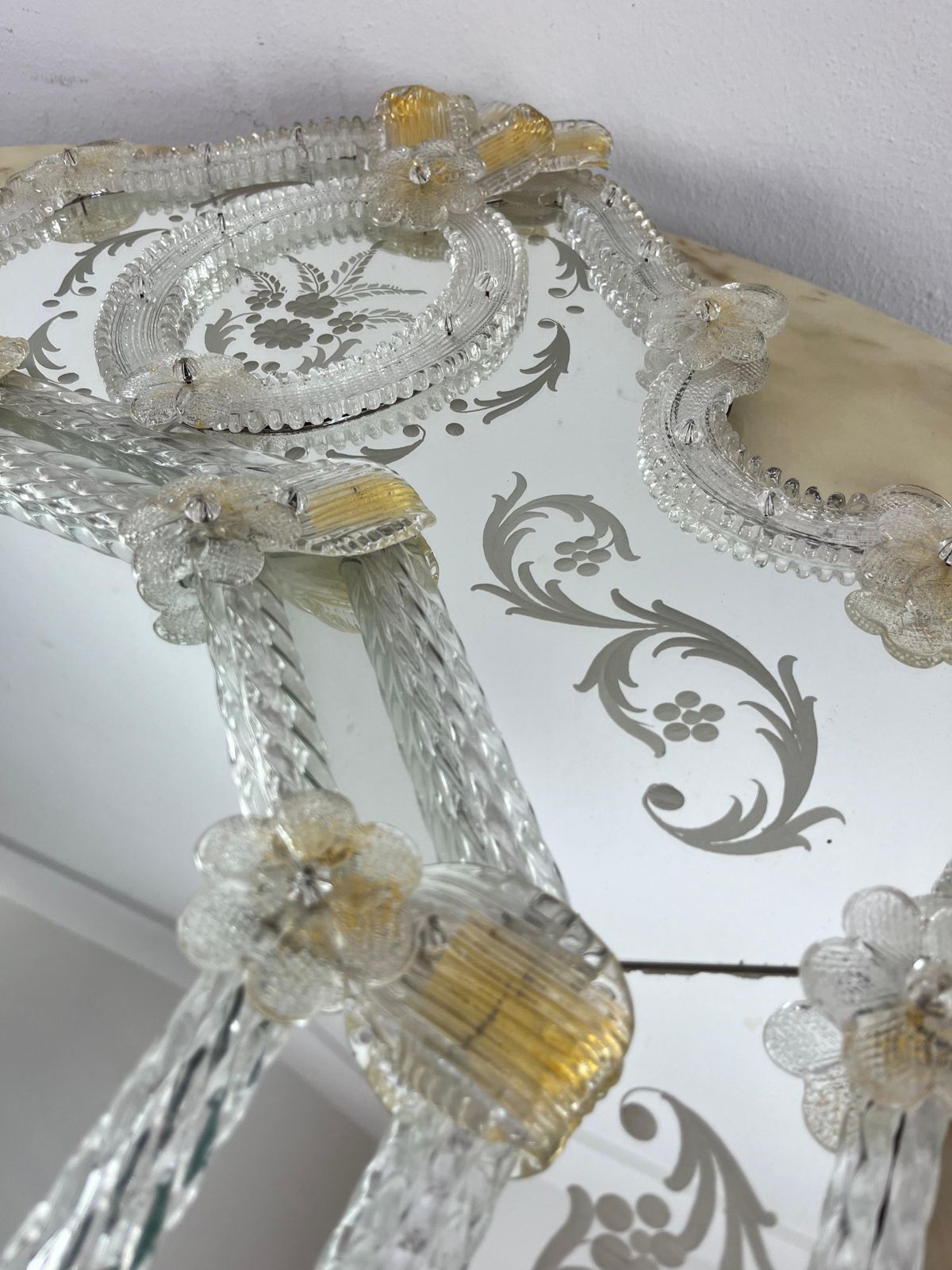 2391.0 Mid Century Venetian Murano Glass Mirror Attributed To Ercole Barovier 1960s photo