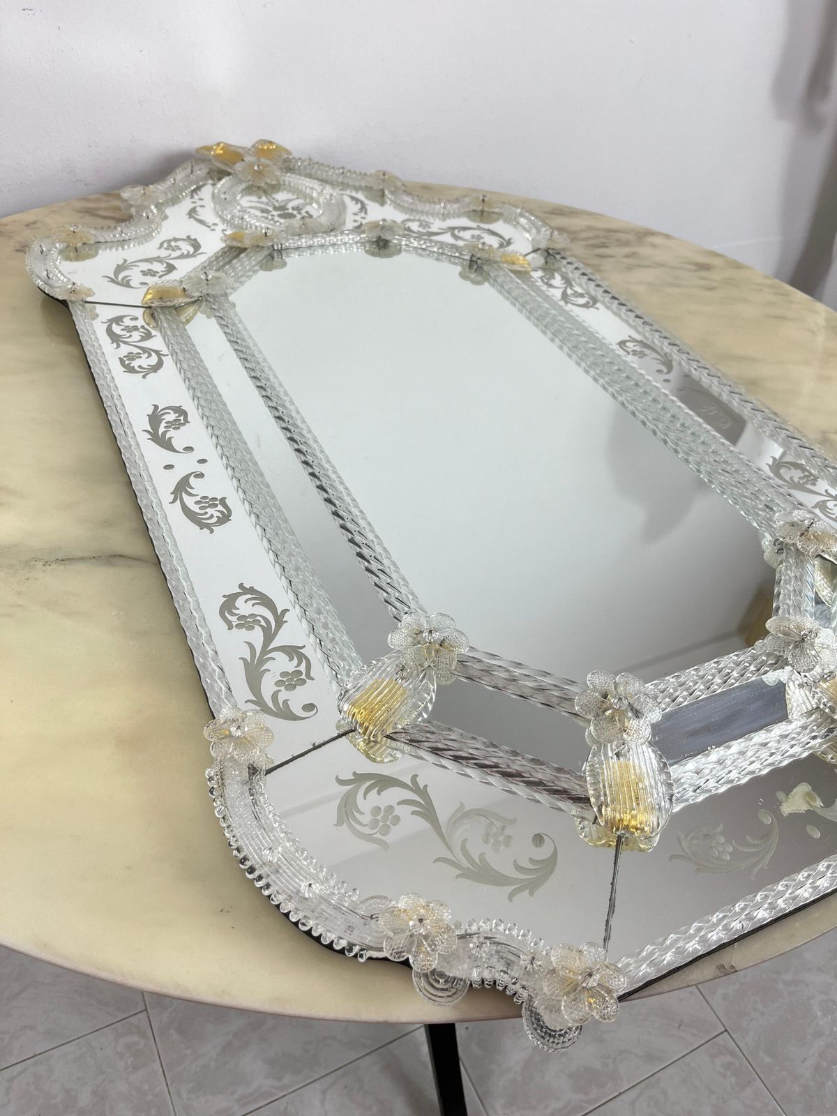 photo buy Mid Century Venetian Murano Glass Mirror Attributed To Ercole Barovier 1960s