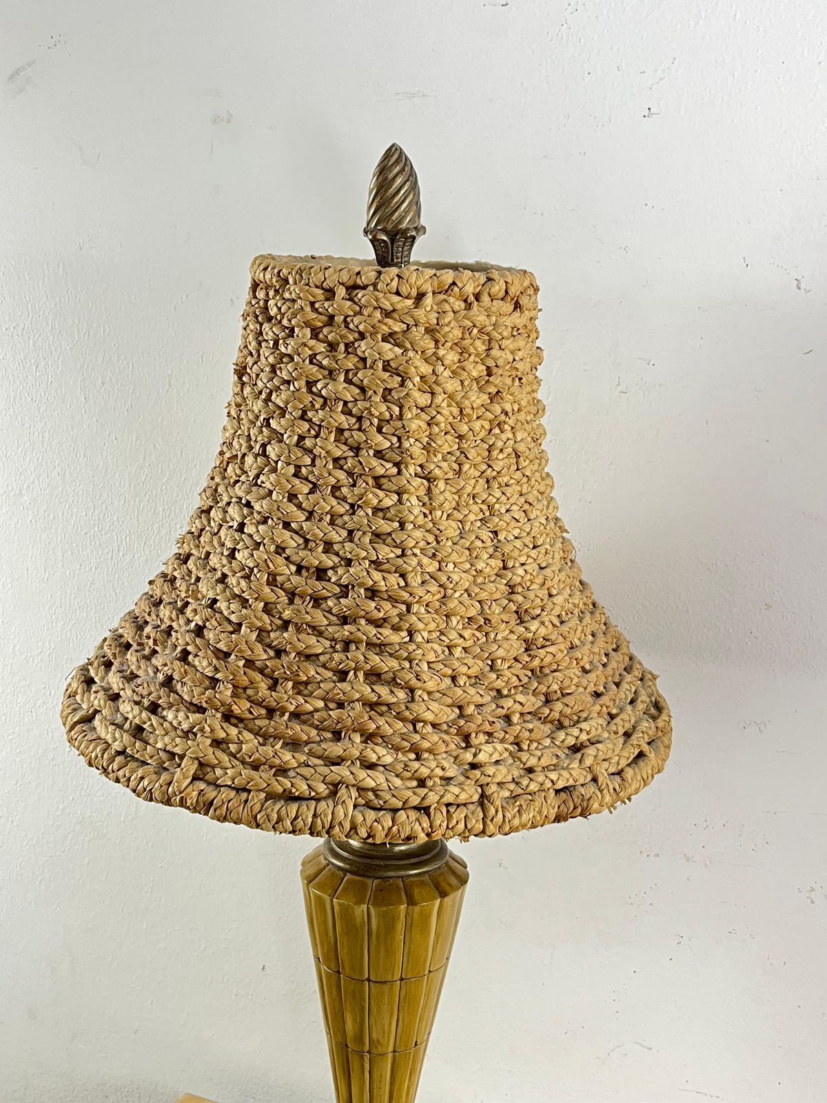 Set Of 2 Big Vintage Rattan Table Lamps In The Style Of Luciano Frigerio, 1980s photo for sale