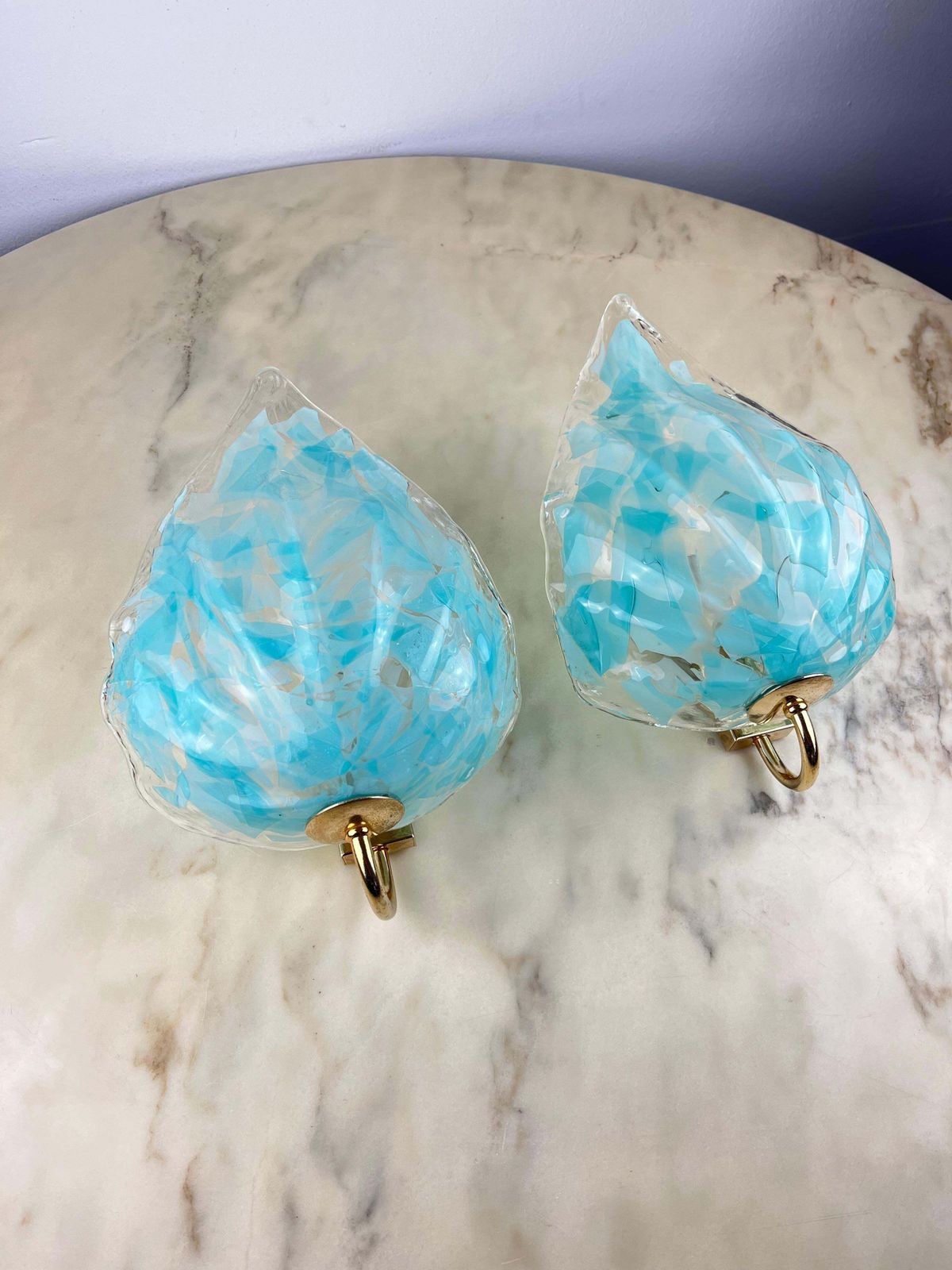 Set Of 2 Italian Murano Glass Wall Lamps La Murrina 1980s photo furniture