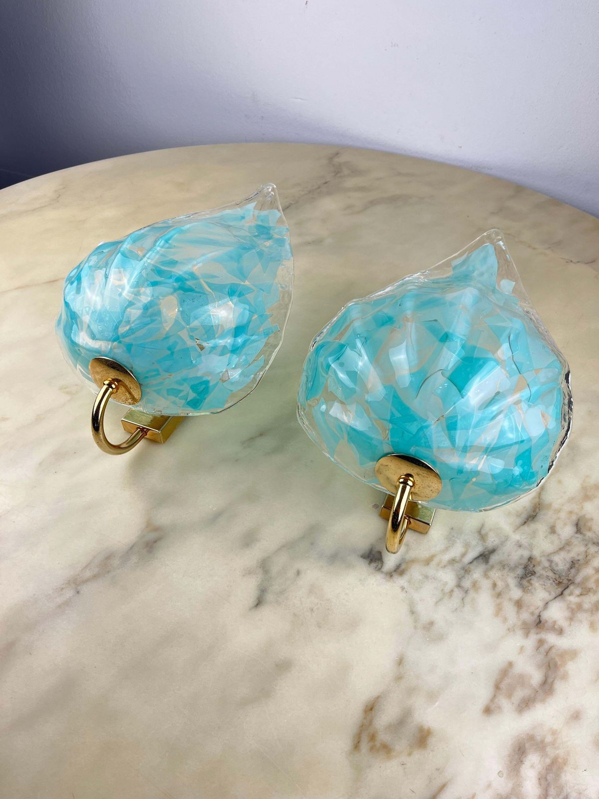 Set Of 2 Italian Murano Glass Wall Lamps La Murrina 1980s photo for sale
