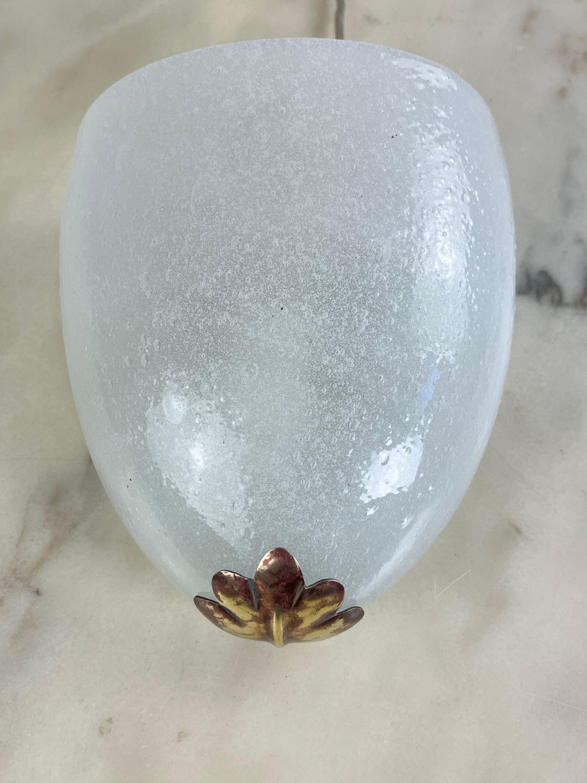 555.0 Mid Century Ercole Barovier Murano Glass And Brass Wall Lamp 1950s photo