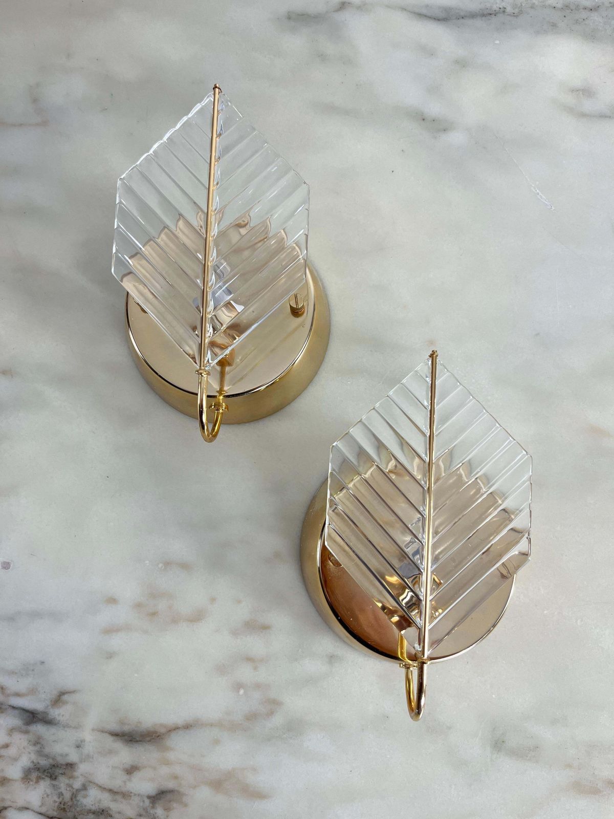 photo furniture Set Of 2 Wall Lamps In Brass And Murano Glass, Zero Quattro 1970s